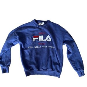 FILA XS EMBROIDERED BLUE HEAVY WEIGHT HOODIE